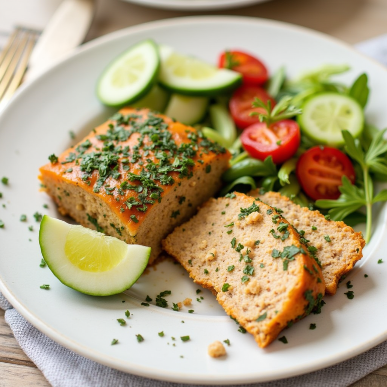 Healthy Salmon Loaf Recipe with Fresh Vegetables